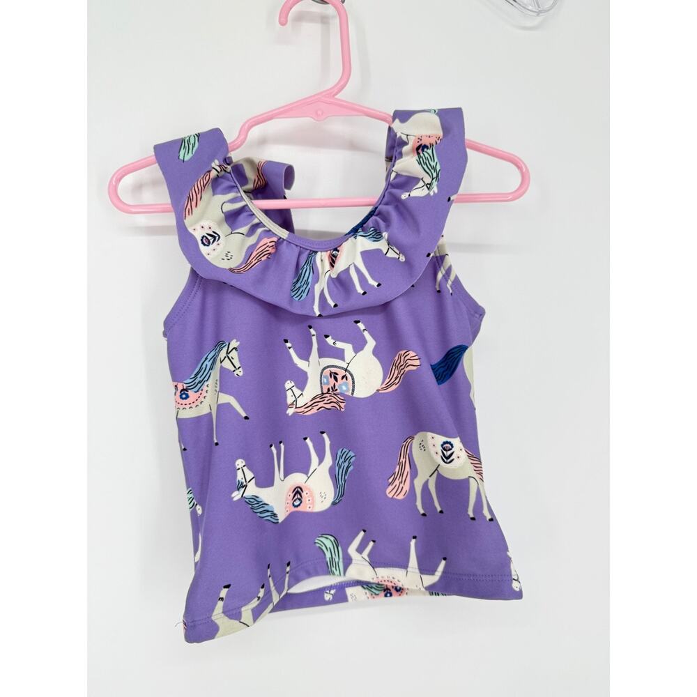 Hanna Andersson Girls Sz 100cm/4 Horses Tankini Bathing Suit Swim Top, 2842